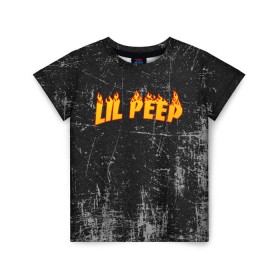 Детская футболка 3D с принтом Lil Fire Peep , 100% гипоаллергенный полиэфир | прямой крой, круглый вырез горловины, длина до линии бедер, чуть спущенное плечо, ткань немного тянется | lil peep | rap | густав ор | лил пип | рэп