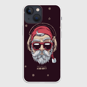 Чехол для iPhone 13 mini с принтом Who was a bad boy ,  |  | Тематика изображения на принте: bad | beard | boy | christmas | hipster | new year | santa | борода | дед мороз | новый год | рождество | санта | хипстер