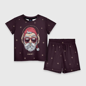 Детский костюм с шортами 3D с принтом Who was a bad boy ,  |  | bad | beard | boy | christmas | hipster | new year | santa | борода | дед мороз | новый год | рождество | санта | хипстер