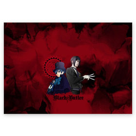 Поздравительная открытка с принтом Темный дворецкий , 100% бумага | плотность бумаги 280 г/м2, матовая, на обратной стороне линовка и место для марки
 | anime | black butler | manga | аниме | демон | манга | сиэль фантомхайв | яна тобосо
