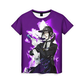 Женская футболка 3D с принтом Темный дворецкий , 100% полиэфир ( синтетическое хлопкоподобное полотно) | прямой крой, круглый вырез горловины, длина до линии бедер | anime | black butler | manga | аниме | демон | манга | сиэль фантомхайв | яна тобосо