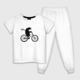 Детская пижама хлопок с принтом Ежик на велосипеде , 100% хлопок |  брюки и футболка прямого кроя, без карманов, на брюках мягкая резинка на поясе и по низу штанин
 | Тематика изображения на принте: велосипед | ежик