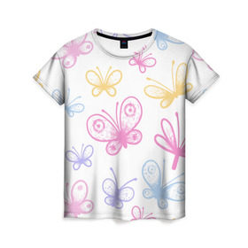 Женская футболка 3D с принтом Это чудо природы , 100% полиэфир ( синтетическое хлопкоподобное полотно) | прямой крой, круглый вырез горловины, длина до линии бедер | бабочки | волшебство | крылья | насекомое | полет | природа | сказка | цветное | яркое