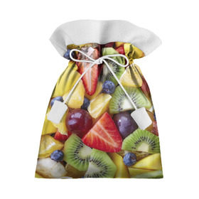 Подарочный 3D мешок с принтом Фруктовое ассорти , 100% полиэстер | Размер: 29*39 см | витамины | еда | клубника | лимон | малина | овощи | фрукты | цвета | яблоко | яркие
