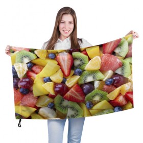 Флаг 3D с принтом Фруктовое ассорти , 100% полиэстер | плотность ткани — 95 г/м2, размер — 67 х 109 см. Принт наносится с одной стороны | витамины | еда | клубника | лимон | малина | овощи | фрукты | цвета | яблоко | яркие