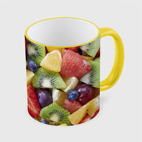 Кружка 3D с принтом Фруктовое ассорти , керамика | ёмкость 330 мл | витамины | еда | клубника | лимон | малина | овощи | фрукты | цвета | яблоко | яркие