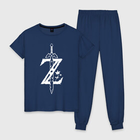 Женская пижама хлопок с принтом Z , 100% хлопок | брюки и футболка прямого кроя, без карманов, на брюках мягкая резинка на поясе и по низу штанин | legend of zelda | link | зельда | линк