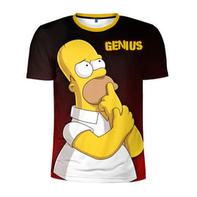 Мужская футболка 3D спортивная с принтом Homer GENIUS , 100% полиэстер с улучшенными характеристиками | приталенный силуэт, круглая горловина, широкие плечи, сужается к линии бедра | bart | genius | halloween | homer | lisa | simpsons | барт | гений | гомер | лиза | мэгги | симпсоны