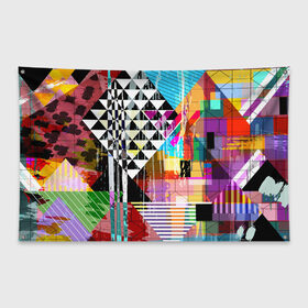 Флаг-баннер с принтом abstraction&geometry , 100% полиэстер | размер 67 х 109 см, плотность ткани — 95 г/м2; по краям флага есть четыре люверса для крепления | abstraction | geometry | polygon | абстракция | геометрия | грань | краски | кубик | кубики | линии | мозаика | полигон | разноцветные | ребро | текстура | тени | узор