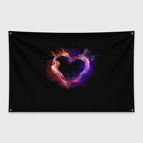 Флаг-баннер с принтом Огненное сердце , 100% полиэстер | размер 67 х 109 см, плотность ткани — 95 г/м2; по краям флага есть четыре люверса для крепления | любовь | огонь | сердце