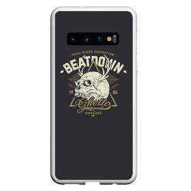 Чехол для Samsung Galaxy S10 с принтом Beatdown Ghetto 1986 , Силикон | Область печати: задняя сторона чехла, без боковых панелей | bones | gothic | grunge | horns | lightning | rock and roll | skeleton | skull | tattoo | готика | гранж | кости | молнии | рога | рок н ролл | скелет | тату | череп