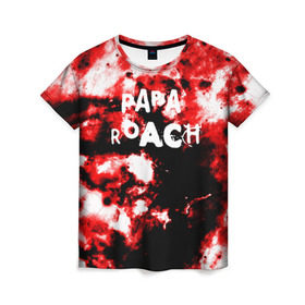 Женская футболка 3D с принтом PAPA ROACH BLOOD ROCK STYLE , 100% полиэфир ( синтетическое хлопкоподобное полотно) | прямой крой, круглый вырез горловины, длина до линии бедер | papa roach | roach | папа роач | папароач | папароч | роач | роч