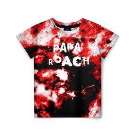 Детская футболка 3D с принтом PAPA ROACH BLOOD ROCK STYLE , 100% гипоаллергенный полиэфир | прямой крой, круглый вырез горловины, длина до линии бедер, чуть спущенное плечо, ткань немного тянется | Тематика изображения на принте: papa roach | roach | папа роач | папароач | папароч | роач | роч