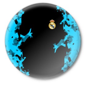 Значок с принтом Real Madrid 2018 Original ,  металл | круглая форма, металлическая застежка в виде булавки | Тематика изображения на принте: emirates | fc | real madrid | абстракция | реал мадрид | футбольный клуб | эмблема
