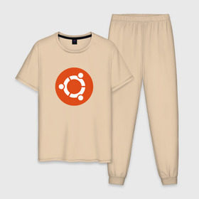 Мужская пижама хлопок с принтом Ubuntu OS , 100% хлопок | брюки и футболка прямого кроя, без карманов, на брюках мягкая резинка на поясе и по низу штанин
 | ubuntu | убунта | убунту
