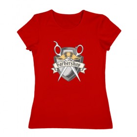 Женская футболка хлопок с принтом БАРБЕРШОП , 100% хлопок | прямой крой, круглый вырез горловины, длина до линии бедер, слегка спущенное плечо | аловацкий | барбер | барбершоп