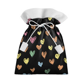 Подарочный 3D мешок с принтом Разноцветные сердечки , 100% полиэстер | Размер: 29*39 см | 14 | love | валентин | губы | день | любовь | подарок | поцелуй | сердце | страсть | февраль