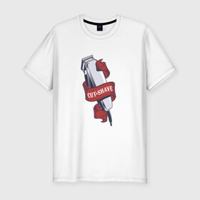 Мужская футболка премиум с принтом Барбершоп машинка , 92% хлопок, 8% лайкра | приталенный силуэт, круглый вырез ворота, длина до линии бедра, короткий рукав | барбер | барбершоп | машинка | тачка