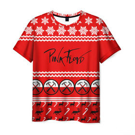 Мужская футболка 3D с принтом Праздничный Pink Floyd , 100% полиэфир | прямой крой, круглый вырез горловины, длина до линии бедер | pink floyd | pinkfloyd | арт | артрок | группа | д | знак | красный | надпись | новогодний | новый год | пинк флойд | пинкфлойд | праздник | прогрессивный | психоделический | рождество | рок | сид барретт