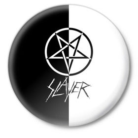 Значок с принтом Slayer ,  металл | круглая форма, металлическая застежка в виде булавки | Тематика изображения на принте: slayer | группа | гэри холт | керри кинг | метал | музыка | пентаграмма | песни | пол бостаф | рок | слаер | слайер | слеар | слеер | слейр | слеяр | том арайа | трэш | тяжелый | хеви