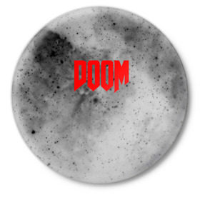 Значок с принтом DOOM GRAY SPACE ,  металл | круглая форма, металлическая застежка в виде булавки | Тематика изображения на принте: art | doom | game | возвращение | дум | игра | легенда | шутер