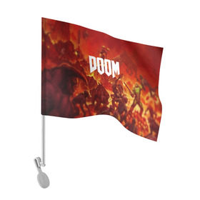 Флаг для автомобиля с принтом DOOM , 100% полиэстер | Размер: 30*21 см | art | doom | game | возвращение | дум | игра | легенда | шутер
