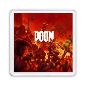 Магнит 55*55 с принтом DOOM , Пластик | Размер: 65*65 мм; Размер печати: 55*55 мм | art | doom | game | возвращение | дум | игра | легенда | шутер