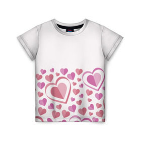 Детская футболка 3D с принтом Нежность и страсть , 100% гипоаллергенный полиэфир | прямой крой, круглый вырез горловины, длина до линии бедер, чуть спущенное плечо, ткань немного тянется | 14 | love | валентин | губы | день | любовь | подарок | поцелуй | сердце | страсть | февраль