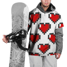 Накидка на куртку 3D с принтом Пиксельные сердечки , 100% полиэстер |  | 14 | love | валентин | губы | день | любовь | подарок | поцелуй | сердце | страсть | февраль
