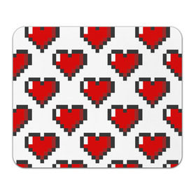 Коврик прямоугольный с принтом Пиксельные сердечки , натуральный каучук | размер 230 х 185 мм; запечатка лицевой стороны | 14 | love | валентин | губы | день | любовь | подарок | поцелуй | сердце | страсть | февраль