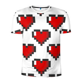 Мужская футболка 3D спортивная с принтом Пиксельные сердечки , 100% полиэстер с улучшенными характеристиками | приталенный силуэт, круглая горловина, широкие плечи, сужается к линии бедра | 14 | love | валентин | губы | день | любовь | подарок | поцелуй | сердце | страсть | февраль