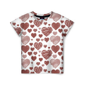 Детская футболка 3D с принтом Сердечки , 100% гипоаллергенный полиэфир | прямой крой, круглый вырез горловины, длина до линии бедер, чуть спущенное плечо, ткань немного тянется | 14 | love | валентин | губы | день | любовь | подарок | поцелуй | сердце | страсть | февраль