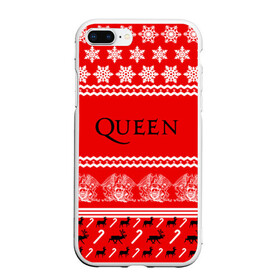 Чехол для iPhone 7Plus/8 Plus матовый с принтом Праздничный Queen , Силикон | Область печати: задняя сторона чехла, без боковых панелей | Тематика изображения на принте: paul rodg | queen | quen | брайан мэй | глэм | группа | джон дикон | знак | квин | королева | красный | куин | меркури | меркьюри | мэркури | надпись | новогодний | новый год | поп | праздник | роджер тейлор