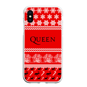 Чехол для iPhone XS Max матовый с принтом Праздничный Queen , Силикон | Область печати: задняя сторона чехла, без боковых панелей | paul rodg | queen | quen | брайан мэй | глэм | группа | джон дикон | знак | квин | королева | красный | куин | меркури | меркьюри | мэркури | надпись | новогодний | новый год | поп | праздник | роджер тейлор