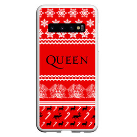 Чехол для Samsung Galaxy S10 с принтом Праздничный Queen , Силикон | Область печати: задняя сторона чехла, без боковых панелей | paul rodg | queen | quen | брайан мэй | глэм | группа | джон дикон | знак | квин | королева | красный | куин | меркури | меркьюри | мэркури | надпись | новогодний | новый год | поп | праздник | роджер тейлор