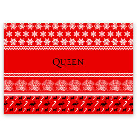 Поздравительная открытка с принтом Праздничный Queen , 100% бумага | плотность бумаги 280 г/м2, матовая, на обратной стороне линовка и место для марки
 | paul rodg | queen | quen | брайан мэй | глэм | группа | джон дикон | знак | квин | королева | красный | куин | меркури | меркьюри | мэркури | надпись | новогодний | новый год | поп | праздник | роджер тейлор