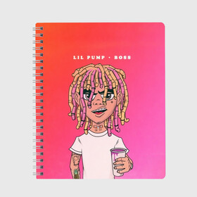 Тетрадь с принтом Lil Pump Boss , 100% бумага | 48 листов, плотность листов — 60 г/м2, плотность картонной обложки — 250 г/м2. Листы скреплены сбоку удобной пружинной спиралью. Уголки страниц и обложки скругленные. Цвет линий — светло-серый
 | Тематика изображения на принте: hip hop | hiphop | lil pump | mc | rap | газзи гарсия | зачитал | клауд | клауд рэп | лил памп | лили | мс | памп | реп | репер | речитатив | рэп | рэпер | трэп | хип | хип хоп | хипхоп | хоп