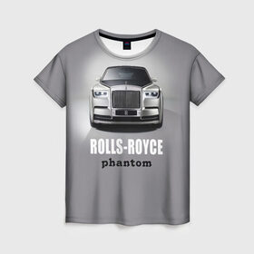 Женская футболка 3D с принтом Rolls-Royce Phantom , 100% полиэфир ( синтетическое хлопкоподобное полотно) | прямой крой, круглый вырез горловины, длина до линии бедер | bmw | rolls royce | авто | автомобиль | машина | роллс ройс | тачка | элита