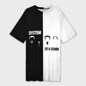 Платье-футболка 3D с принтом System of a Down ,  |  | soad | soil | system of a down | группа | дав | дарон малакян | джон долмаян | метал | ню | оф | рок | серж танкян | систем | соад | сод | соэд | шаво одаджян | э доун