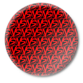 Значок с принтом VERSUS BATTLE RED ,  металл | круглая форма, металлическая застежка в виде булавки | rap | versus battle | битва | молодежный стиль | рэп | рэп батл | рэп битва | рэперы