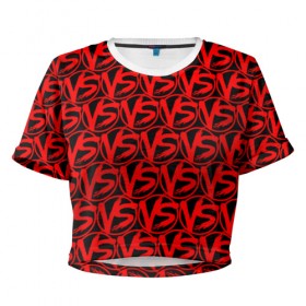 Женская футболка 3D укороченная с принтом VERSUS BATTLE RED , 100% полиэстер | круглая горловина, длина футболки до линии талии, рукава с отворотами | rap | versus battle | битва | молодежный стиль | рэп | рэп батл | рэп битва | рэперы