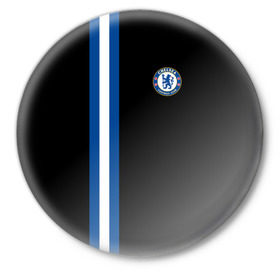 Значок с принтом Chelsea / Line Сollection ,  металл | круглая форма, металлическая застежка в виде булавки | chelsea | английская | лига | премьер | челси