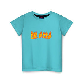 Детская футболка хлопок с принтом Lil Peep flame , 100% хлопок | круглый вырез горловины, полуприлегающий силуэт, длина до линии бедер | Тематика изображения на принте: lil peep | rap | густав ор | лил пип | рэп