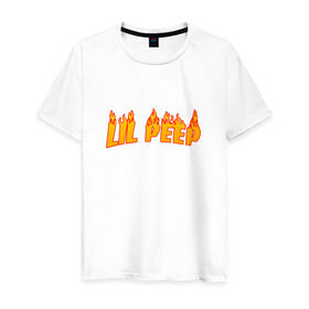 Мужская футболка хлопок с принтом Lil Peep flame , 100% хлопок | прямой крой, круглый вырез горловины, длина до линии бедер, слегка спущенное плечо. | lil peep | rap | густав ор | лил пип | рэп
