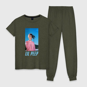 Женская пижама хлопок с принтом Лил Пип , 100% хлопок | брюки и футболка прямого кроя, без карманов, на брюках мягкая резинка на поясе и по низу штанин | lil peep | rap | густав ор | лил пип | рэп