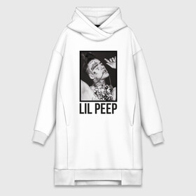 Платье-худи хлопок с принтом Little fashion white ,  |  | Тематика изображения на принте: lil peep | rap | густав ор | лил пип | рэп