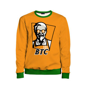 Детский свитшот 3D с принтом BITCOIN в стиле KFC , 100% полиэстер | свободная посадка, прямой крой, мягкая тканевая резинка на рукавах и понизу свитшота | bitcoin | btc | crypto | kfc | биткоин | валюта | деньги | криптовалюта | цифровое золото