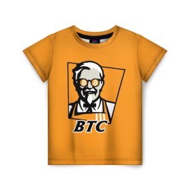 Детская футболка 3D с принтом BITCOIN в стиле KFC , 100% гипоаллергенный полиэфир | прямой крой, круглый вырез горловины, длина до линии бедер, чуть спущенное плечо, ткань немного тянется | Тематика изображения на принте: bitcoin | btc | crypto | kfc | биткоин | валюта | деньги | криптовалюта | цифровое золото
