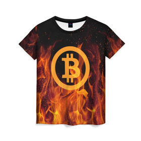 Женская футболка 3D с принтом BITCOIN FIRE , 100% полиэфир ( синтетическое хлопкоподобное полотно) | прямой крой, круглый вырез горловины, длина до линии бедер | bitcoin | btc | coin | crypto | ethereum | money | orange | биткоин | валюта | деньги | известные | криптовалюта | логотип | монета | надписи.cash | оранжевый | цвет | цифровое золото | эфир
