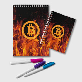 Блокнот с принтом BITCOIN FIRE , 100% бумага | 48 листов, плотность листов — 60 г/м2, плотность картонной обложки — 250 г/м2. Листы скреплены удобной пружинной спиралью. Цвет линий — светло-серый
 | Тематика изображения на принте: bitcoin | btc | coin | crypto | ethereum | money | orange | биткоин | валюта | деньги | известные | криптовалюта | логотип | монета | надписи.cash | оранжевый | цвет | цифровое золото | эфир